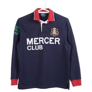 Polo Ralph Lauren Vintage Rugby Polo Shirt Men L Blue Mercer Club Crown Crest